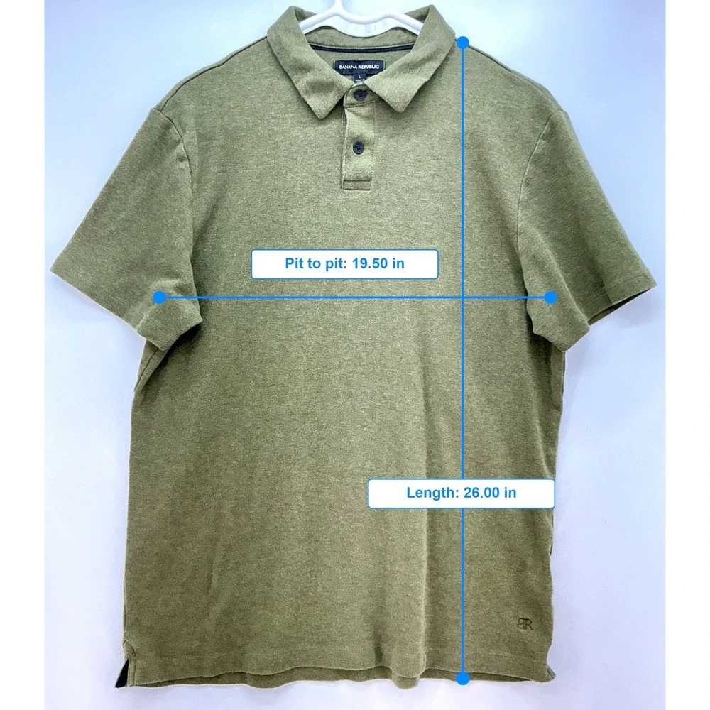 Banana Republic Olive Green Cotton Polo Shirt‎ Sz L Preppy Minimalist